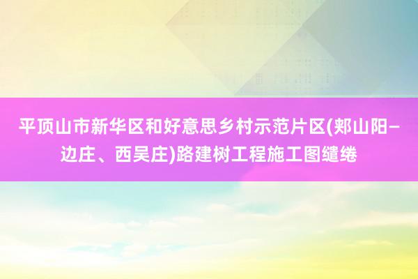 平顶山市新华区和好意思乡村示范片区(郏山阳—边庄、西吴庄)路建树工程施工图缱绻