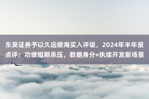 东吴证券予以久远银海买入评级，2024年半年报点评：功绩短期承压，数据身分×执续开发新场景