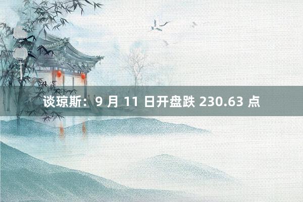 谈琼斯：9 月 11 日开盘跌 230.63 点